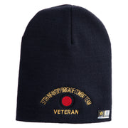 U.S. Army 37th Infantry Brigade Combat Team Symbol Embroidered 8 Inch Solid Knit Short Beanie Made in USA - Navy OSFM