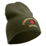 U.S. Army 37th Infantry Brigade Combat Team Symbol Embroidered 8 Inch Solid Knit Short Beanie Made in USA - Olive OSFM