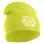 This is My Halloween Costume Embroidered 8" Short Beanie - Lime OSFM