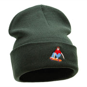 Skater Dude Embroidered 12 Inch Long Knitted Beanie