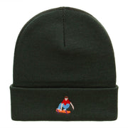 Skater Dude Embroidered 12 Inch Long Knitted Beanie