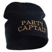 Party Captain Symbol Embroidered 8" Knitted Short Beanie - Navy OSFM