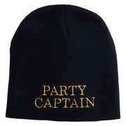 Party Captain Symbol Embroidered 8" Knitted Short Beanie - Navy OSFM