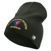 U.S. Army 38th Infantry Division Symbol Embroidered 8 Inch Solid Knit Short Beanie Made in USA - Graphite OSFM