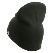 U.S. Army 38th Infantry Division Symbol Embroidered 8 Inch Solid Knit Short Beanie Made in USA - Graphite OSFM