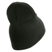 U.S. Army 38th Infantry Division Symbol Embroidered 8 Inch Solid Knit Short Beanie Made in USA - Graphite OSFM