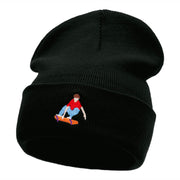 Skater Dude Embroidered 12 Inch Long Knitted Beanie