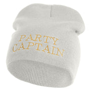 Party Captain Symbol Embroidered 8" Knitted Short Beanie - White OSFM