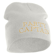 Party Captain Symbol Embroidered 8" Knitted Short Beanie - White OSFM
