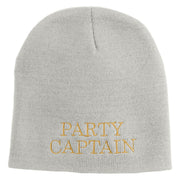 Party Captain Symbol Embroidered 8" Knitted Short Beanie - White OSFM
