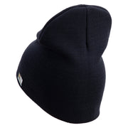 U.S. Army 38th Infantry Division Symbol Embroidered 8 Inch Solid Knit Short Beanie Made in USA - Navy OSFM