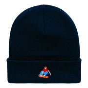 Skater Dude Embroidered 12 Inch Long Knitted Beanie