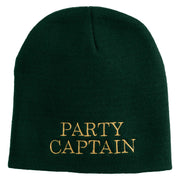 Party Captain Symbol Embroidered 8" Knitted Short Beanie - Dark Green OSFM