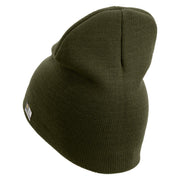 U.S. Army 38th Infantry Division Symbol Embroidered 8 Inch Solid Knit Short Beanie Made in USA - Olive OSFM