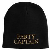 Party Captain Symbol Embroidered 8" Knitted Short Beanie - Black OSFM