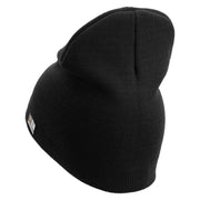 U.S. Army 38th Infantry Division Symbol Embroidered 8 Inch Solid Knit Short Beanie Made in USA - Black OSFM