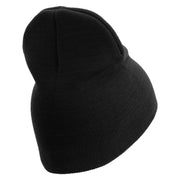 U.S. Army 38th Infantry Division Symbol Embroidered 8 Inch Solid Knit Short Beanie Made in USA - Black OSFM