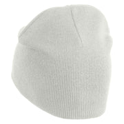Pumpkin Jack Symbol Embroidered 8" Knitted Short Beanie - White OSFM