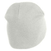 Pumpkin Jack Symbol Embroidered 8" Knitted Short Beanie - White OSFM