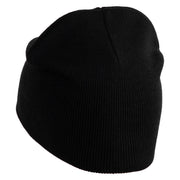 Pumpkin Jack Symbol Embroidered 8" Knitted Short Beanie - Black OSFM