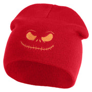 Pumpkin Jack Symbol Embroidered 8" Knitted Short Beanie - Red OSFM