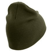 U.S. Army 39th Infantry Brigade Symbol Embroidered 8 Inch Solid Knit Short Beanie Made in USA - Olive OSFM