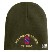 U.S. Army 39th Infantry Brigade Symbol Embroidered 8 Inch Solid Knit Short Beanie Made in USA - Olive OSFM
