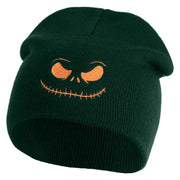 Pumpkin Jack Symbol Embroidered 8" Knitted Short Beanie - Dark Green OSFM
