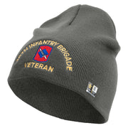 U.S. Army 39th Infantry Brigade Symbol Embroidered 8 Inch Solid Knit Short Beanie Made in USA - Charcoal OSFM