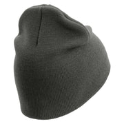 U.S. Army 39th Infantry Brigade Symbol Embroidered 8 Inch Solid Knit Short Beanie Made in USA - Charcoal OSFM