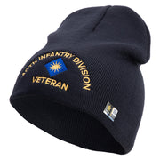 U.S. Army 40th Infantry Division Symbol Embroidered 8 Inch Solid Knit Short Beanie Made in USA - Navy OSFM
