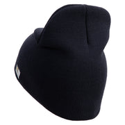 U.S. Army 40th Infantry Division Symbol Embroidered 8 Inch Solid Knit Short Beanie Made in USA - Navy OSFM