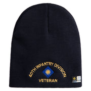 U.S. Army 40th Infantry Division Symbol Embroidered 8 Inch Solid Knit Short Beanie Made in USA - Navy OSFM