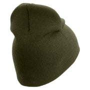 U.S. Army 40th Infantry Division Symbol Embroidered 8 Inch Solid Knit Short Beanie Made in USA - Olive OSFM