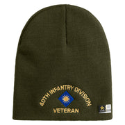 U.S. Army 40th Infantry Division Symbol Embroidered 8 Inch Solid Knit Short Beanie Made in USA - Olive OSFM
