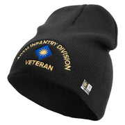U.S. Army 40th Infantry Division Symbol Embroidered 8 Inch Solid Knit Short Beanie Made in USA - Black OSFM