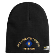 U.S. Army 40th Infantry Division Symbol Embroidered 8 Inch Solid Knit Short Beanie Made in USA - Black OSFM