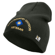 U.S. Army 40th Infantry Division Symbol Embroidered 8 Inch Solid Knit Short Beanie Made in USA - Graphite OSFM