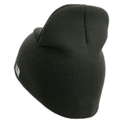 U.S. Army 40th Infantry Division Symbol Embroidered 8 Inch Solid Knit Short Beanie Made in USA - Graphite OSFM