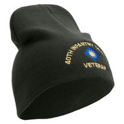 U.S. Army 40th Infantry Division Symbol Embroidered 8 Inch Solid Knit Short Beanie Made in USA - Graphite OSFM