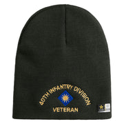 U.S. Army 40th Infantry Division Symbol Embroidered 8 Inch Solid Knit Short Beanie Made in USA - Graphite OSFM