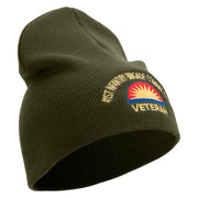 U.S. Army 41st Infantry Brigade Combat Team Symbol Embroidered 8 Inch Solid Knit Short Beanie Made in USA - Olive OSFM