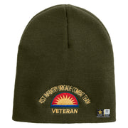 U.S. Army 41st Infantry Brigade Combat Team Symbol Embroidered 8 Inch Solid Knit Short Beanie Made in USA - Olive OSFM