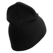 U.S. Army 41st Infantry Brigade Combat Team Symbol Embroidered 8 Inch Solid Knit Short Beanie Made in USA - Black OSFM