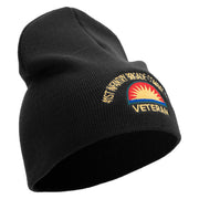 U.S. Army 41st Infantry Brigade Combat Team Symbol Embroidered 8 Inch Solid Knit Short Beanie Made in USA - Black OSFM