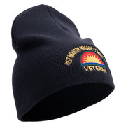 U.S. Army 41st Infantry Brigade Combat Team Symbol Embroidered 8 Inch Solid Knit Short Beanie Made in USA - Navy OSFM