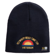 U.S. Army 41st Infantry Brigade Combat Team Symbol Embroidered 8 Inch Solid Knit Short Beanie Made in USA - Navy OSFM
