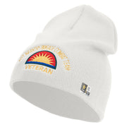 U.S. Army 41st Infantry Brigade Combat Team Symbol Embroidered 8 Inch Solid Knit Short Beanie Made in USA - White OSFM