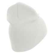 U.S. Army 41st Infantry Brigade Combat Team Symbol Embroidered 8 Inch Solid Knit Short Beanie Made in USA - White OSFM