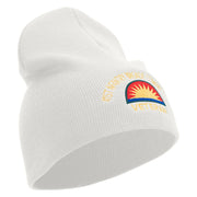 U.S. Army 41st Infantry Brigade Combat Team Symbol Embroidered 8 Inch Solid Knit Short Beanie Made in USA - White OSFM